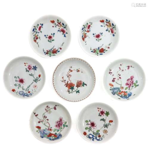 A Collection of 7 Famille Rose Saucers