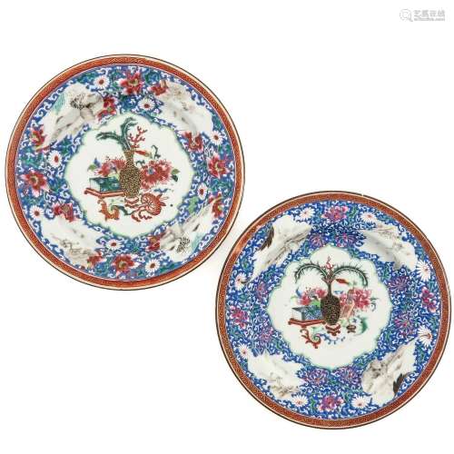 A Pair of Famille Rose Plates