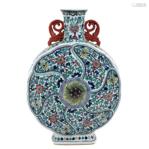 A Doucai Decor Moon Bottle Vase
