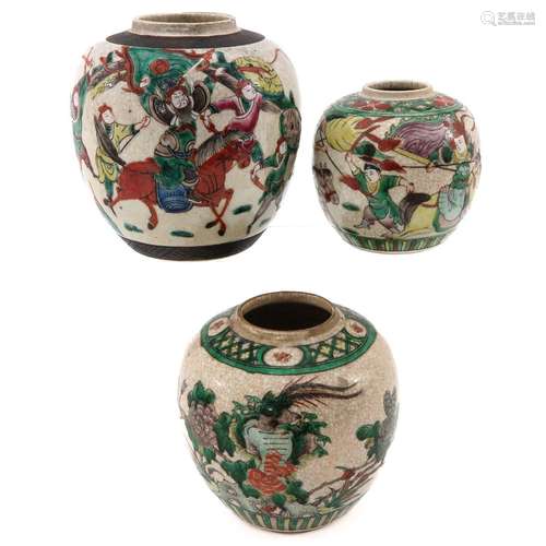 A Collection of 3 Nanking Ginger Jars