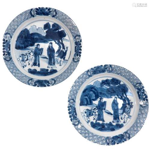 A Pair of Blue and White Plates