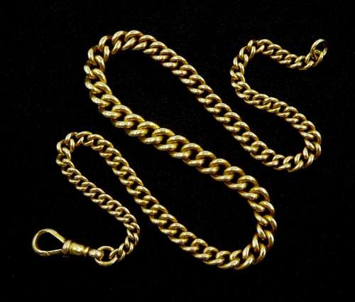 Early 20th century 18ct gold tapering watch/necklace curb ch...