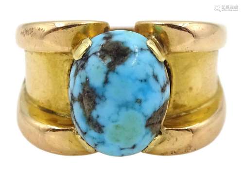Gold single stone turquoise ring
