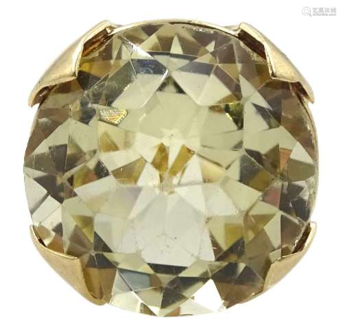 9ct gold single stone round faceted citrine ring