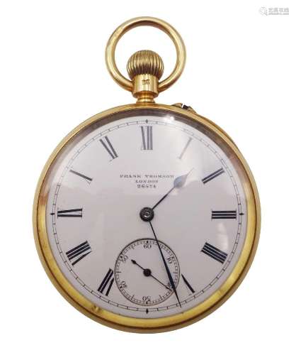 Victorian 18ct gold open face keyless pocket watch by Frank ...