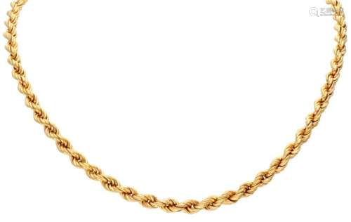 18K. Yellow gold rope link necklace.