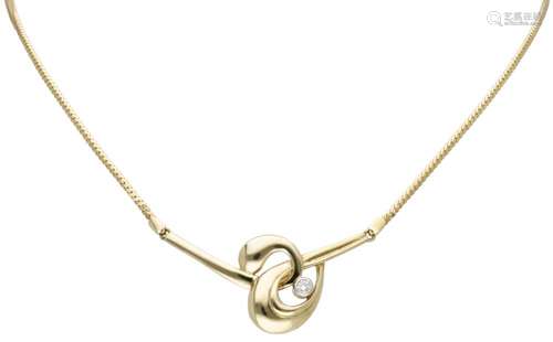 14K. Yellow gold flat gourmet link necklace and pendant set ...