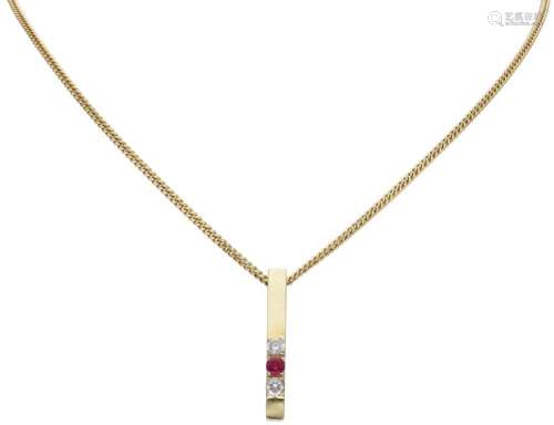 14kt. Yellow gold gourmet link necklace with pendant set wit...