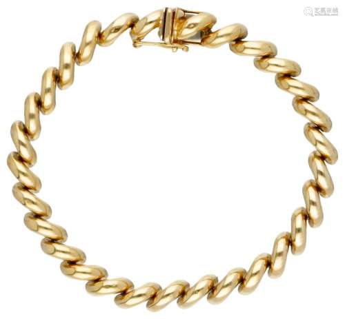 18K. Yellow gold link bracelet.