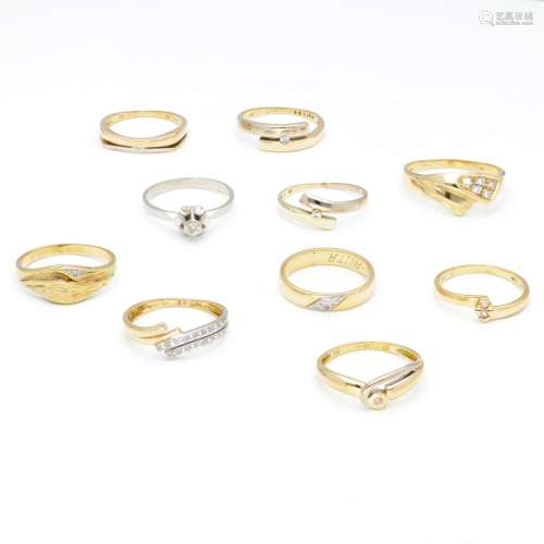Lot of 14K. and 18K. gold rings, some of which are set with ...