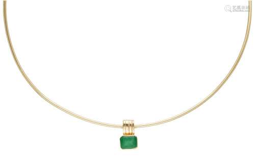 18K. Yellow gold collar necklace provided with a 14K. pendan...
