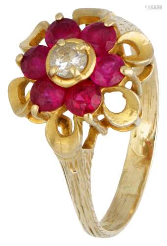 18K. Yellow gold ring set with approx. 1.02 ct. ruby.