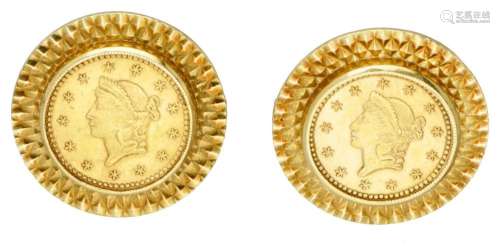 18K. Yellow gold vintage coin cufflinks.