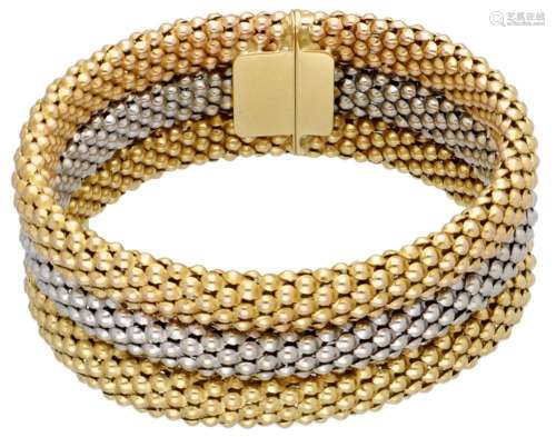Large vintage 18K. tricolor gold Masella link bracelet.