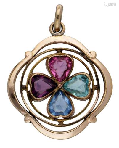 Vintage BLA 8K. yellow gold pendant with a four-leaf clover ...