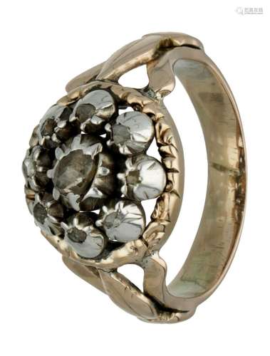 Antique BLA 10K. yellow gold ring set with diamonds.