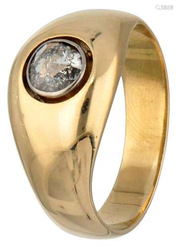 14K. Yellow gold vintage ring set with a diamond.