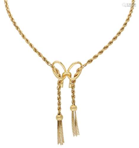 Vintage 18K. yellow gold cord necklace.