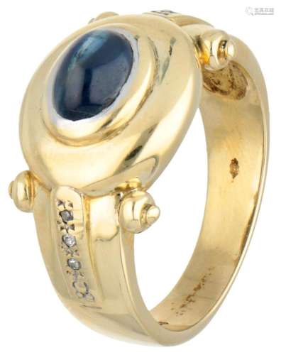 Vintage 14K. yellow gold ring set with approx. 1.58 ct. sapp...