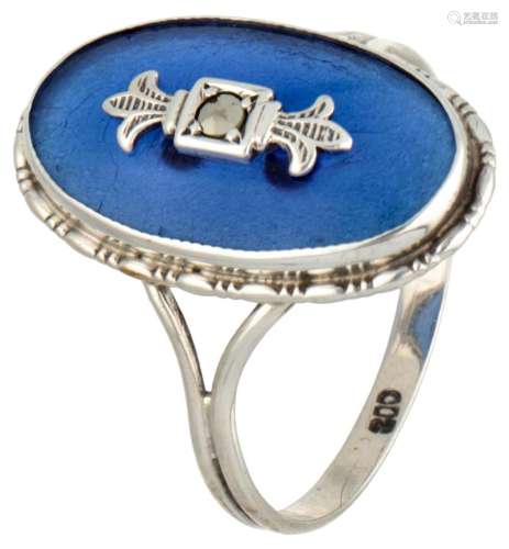 Antique 800 silver ring set with a blue colored stone.