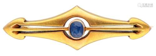 Art Deco 18K. yellow gold brooch set with approx. 0.27 ct. s...