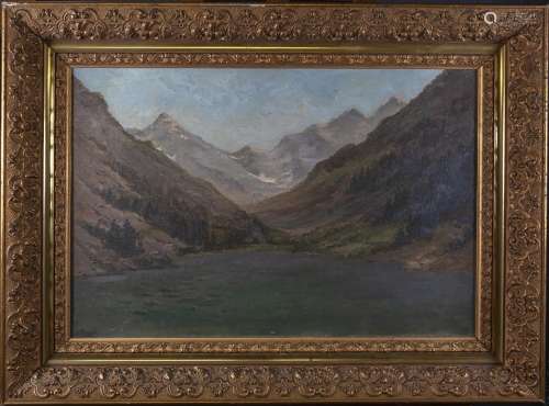 Auguste DURST (1842-1930)<br />
Lac de montagne<br />
Huile ...