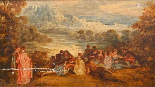 Dans le goût de Watteau<br />
Scène champêtre<br />
Huile su...