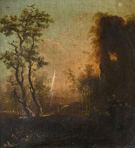 Ecole FRANCAISE du XVIIIe siècle<br />
Paysage au crépuscule...