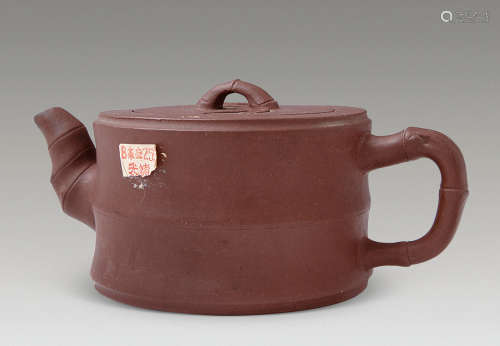 清 紫砂竹节形茶壶