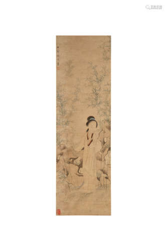 改琦 仕女圖立軸  Gai Qi (Chinese) A painting of a court lady...