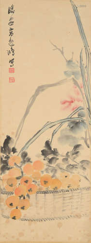 高逸鴻   花卉枇杷立軸  Gao Yihong (Chinese) A flower paintin...