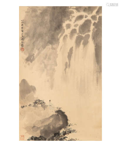 傅抱石款 山水人物立軸  Attributed to Fu Baoshi (Chinese) A C...