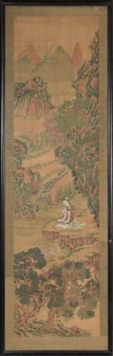 王振鵬款  絹本山水人物鏡框  Attributed to Wang Zhenpeng (Chi...