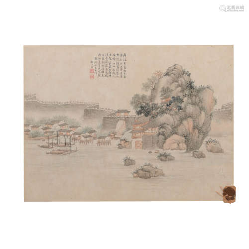 戴煕 山水鏡框   Dai Xi (Chinese) A landscape painting  