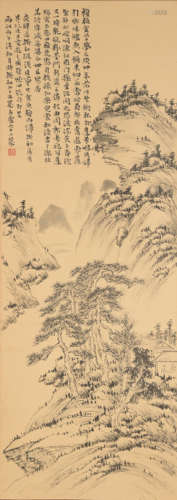 希廬款   水墨山水立軸  Xilu (Chinese) A landscape painting  