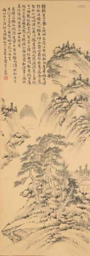 希廬款   水墨山水立軸  Xilu (Chinese) A landscape painting  