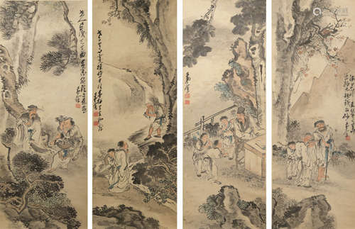 黃慎款 人物四條屏  Attributed to Huang Shen (Chinese) Four p...