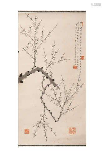 易崇端 希文上款梅花圖立軸  Yi Chongduan (Chinese), A paintin...