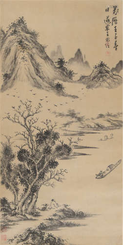 王思任   水墨山水立軸  Wang Siren (Chinese), A landscape pai...