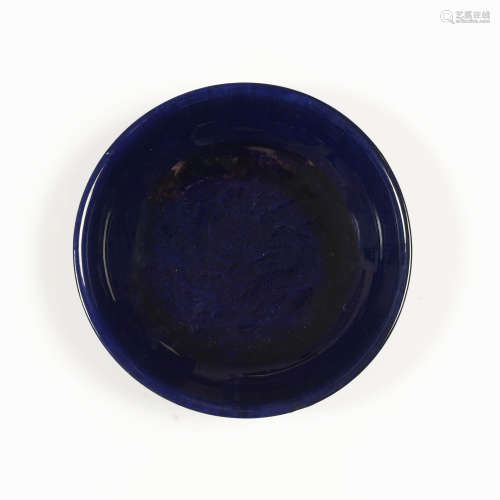 清乾隆 茄皮紫龍紋盤A Chinese aubergine-glazed plate incised ...