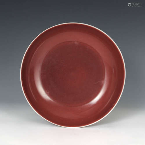 清乾隆 祭紅盤A Chinese copper red plate, Qianlong period