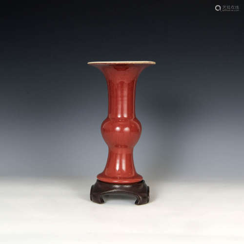 十九世紀早 窯變釉花觚A Chinese flambe-glazed Gu vase, Early ...