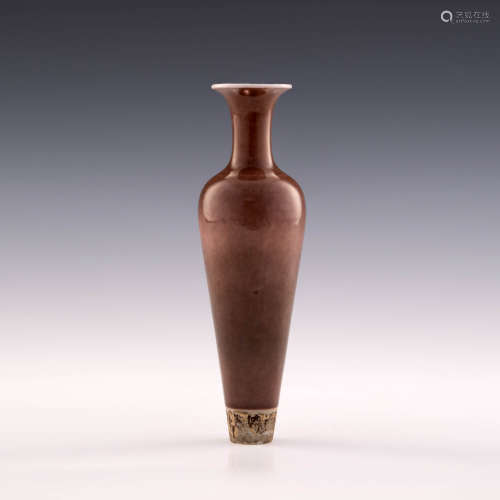 十九世紀 缸豆紅柳葉瓶A Chinese peachbloom glazed vase, 19th ...