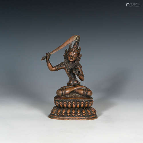 明代 銅鎏金文殊菩薩像A Chinese gilt bronze statue of Manjush...