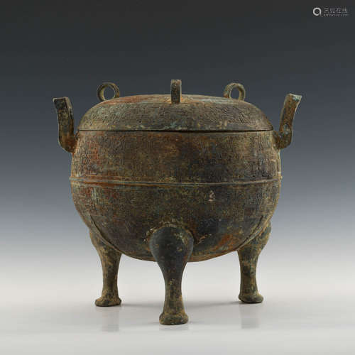 春秋/戰國 青銅三足圓鼎A Chinese tripod bronze Ding, Spring A...