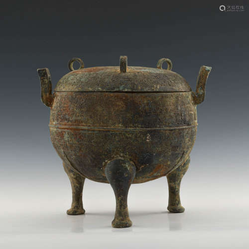 春秋/戰國 青銅三足圓鼎A Chinese tripod bronze Ding, Spring A...