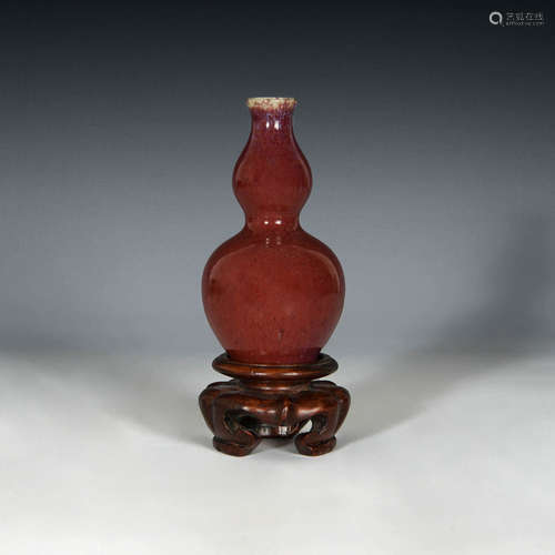 十九世紀早 窯變釉葫蘆瓶A Chinese flambe double-gourd vase, E...