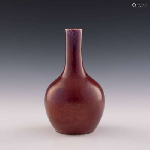 十九世紀早 窯變釉天球瓶A Chinese flambe glazed tianqiu vase,...