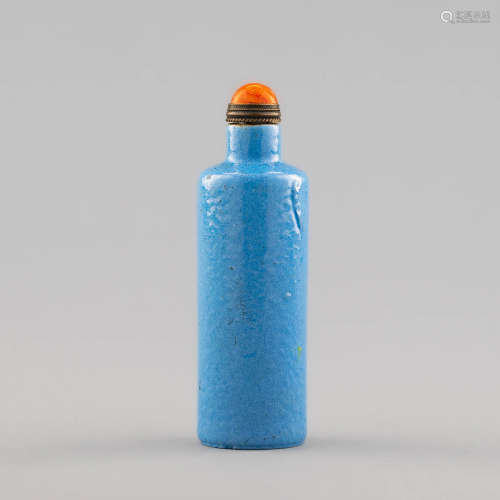 十九世紀 藍釉鼻煙壺A Chinese blue-glazed snuff bottle, 19th ...