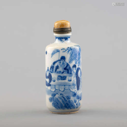 十九世紀 青花人物鼻煙壺A Chinese blue and white snuff bottle...